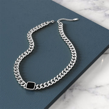 Forde Titanium Cuban Chain Acrylic Bar Necklace
