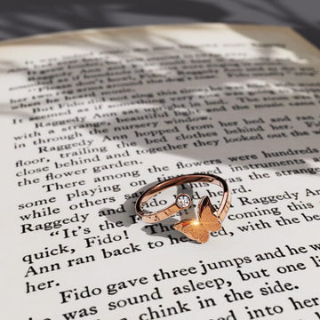 Mimsy Rose Gold Glitter Textured Butterfly Ring