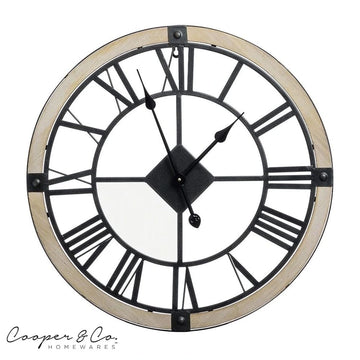 Cooper & Co. Debora 60cm Silent Wall Clock Hamptons Style Black