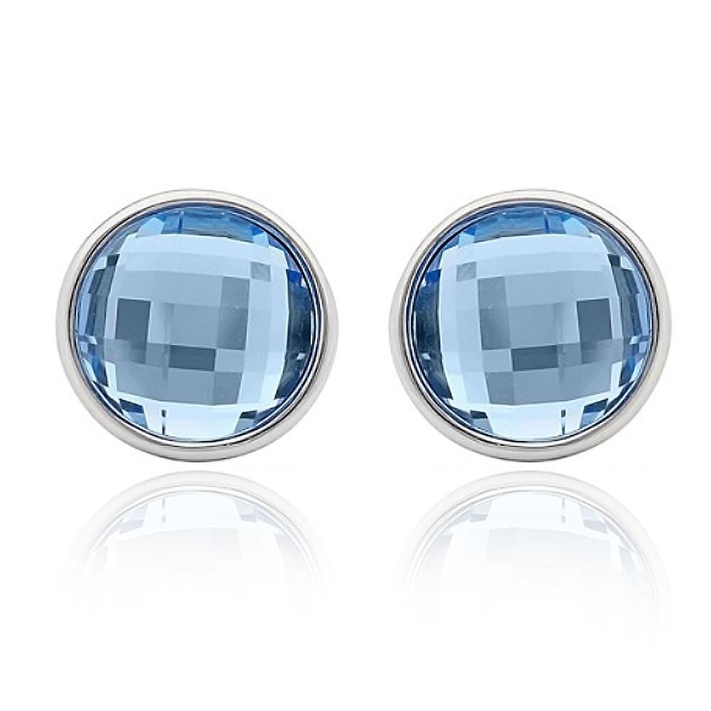 Crystal Round Stud Earrings Pale Blue