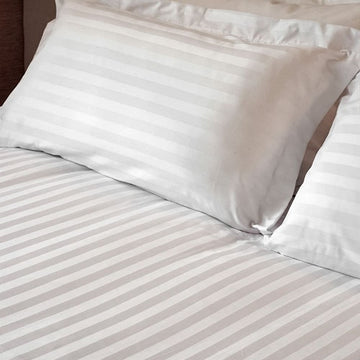 Jason Satin Stripe Quilt Cover Sets - White Single