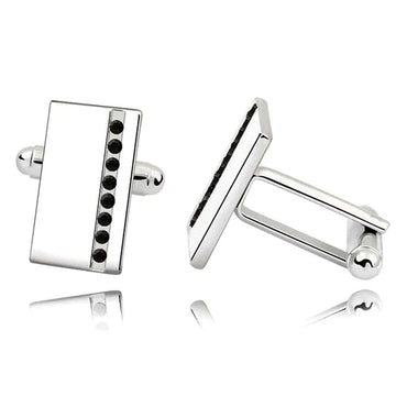 Mr. Cuffs Cufflinks Rectangle (Black) Embellished with Swarovski® crystals