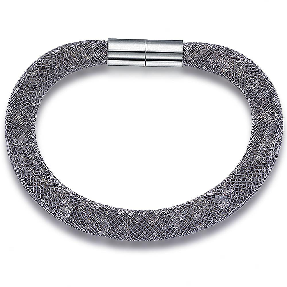 Krystal Couture Mesh Single Swarovski crystals Yellow Gold Bracelet