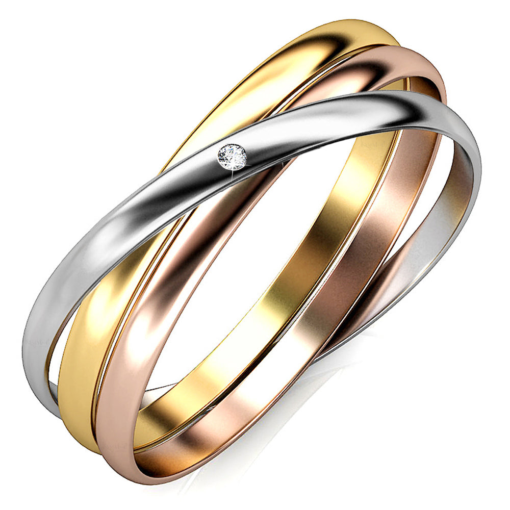 Forever Love Tri Tone Bangle Embellished with Swarovski® Crystals