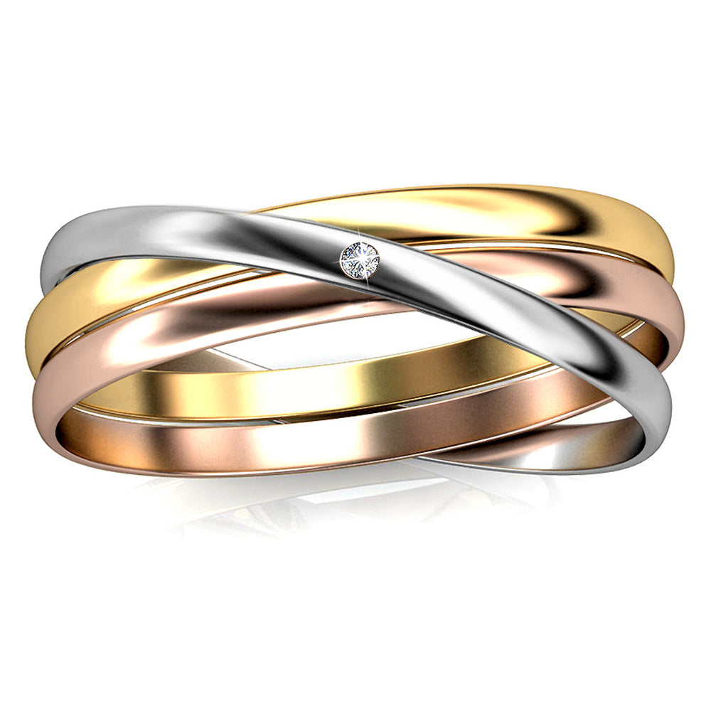 Forever Love Tri Tone Bangle Embellished with Swarovski® Crystals