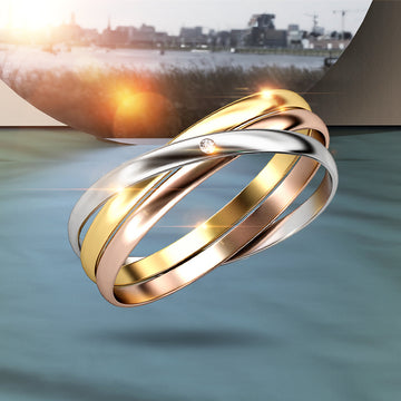 Forever Love Tri Tone Bangle Embellished with Swarovski® Crystals