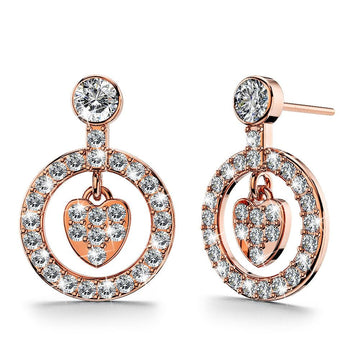 Saturn Heart Earrings Embellished with Swarovski® crystals