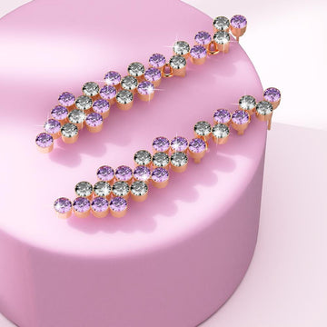 Dual Tone Scattered Austrian Crystals Earrings
