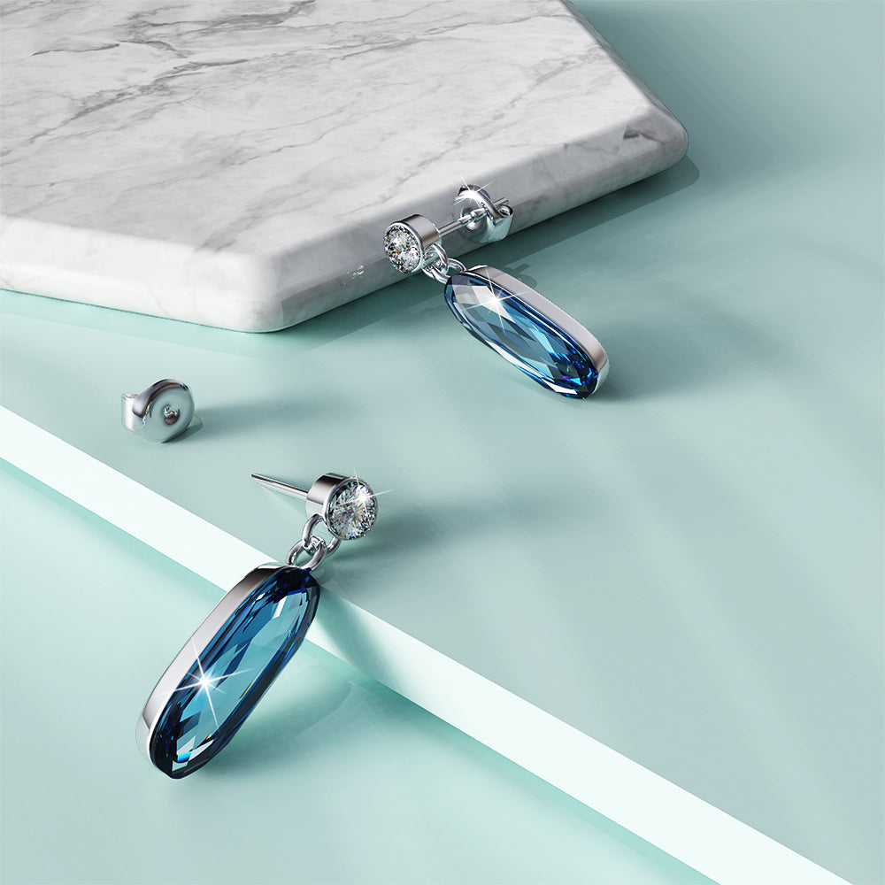 Aquamarine Earrings Embellished with Crystals from Swarovski®