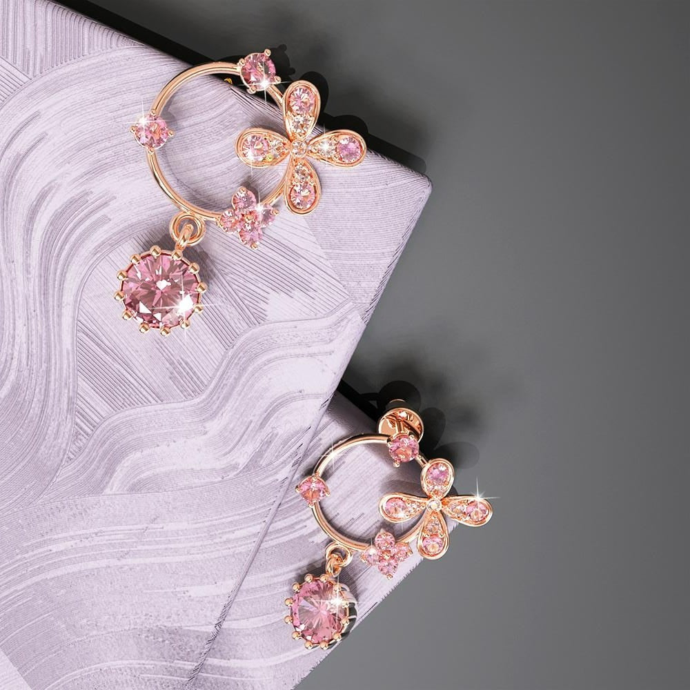 Krystal Couture Cecily Pink Swarovski crystals Rose Gold Earrings