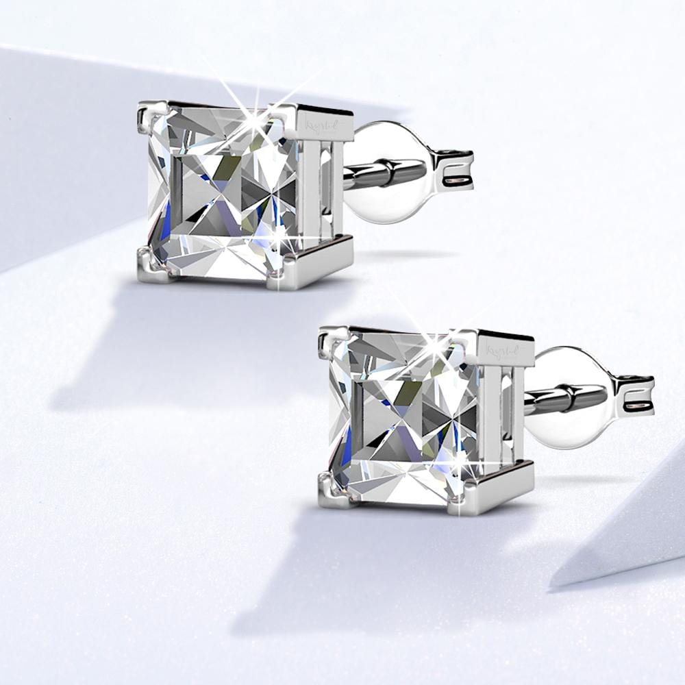 Krystal Couture Splendid Stud Swarovski crystals White Gold Earrings