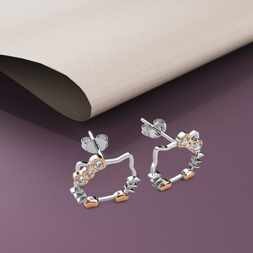 Hello Kitty Dual Tone Earrings Embellished with Swarovski® crystals