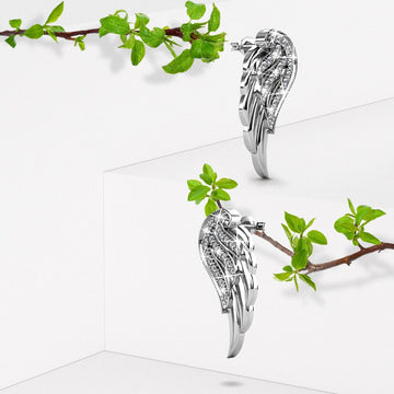 Fly High with Wing Stud Earrings in White Gold Embellished with Crystals from Swarovski®