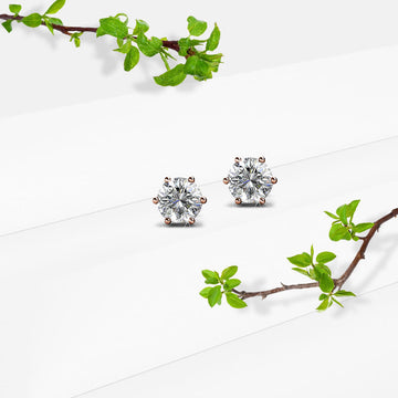 Brilliance Stud Earrings Set Embellished with Swarovski crystals in Rose Gold - 3mm