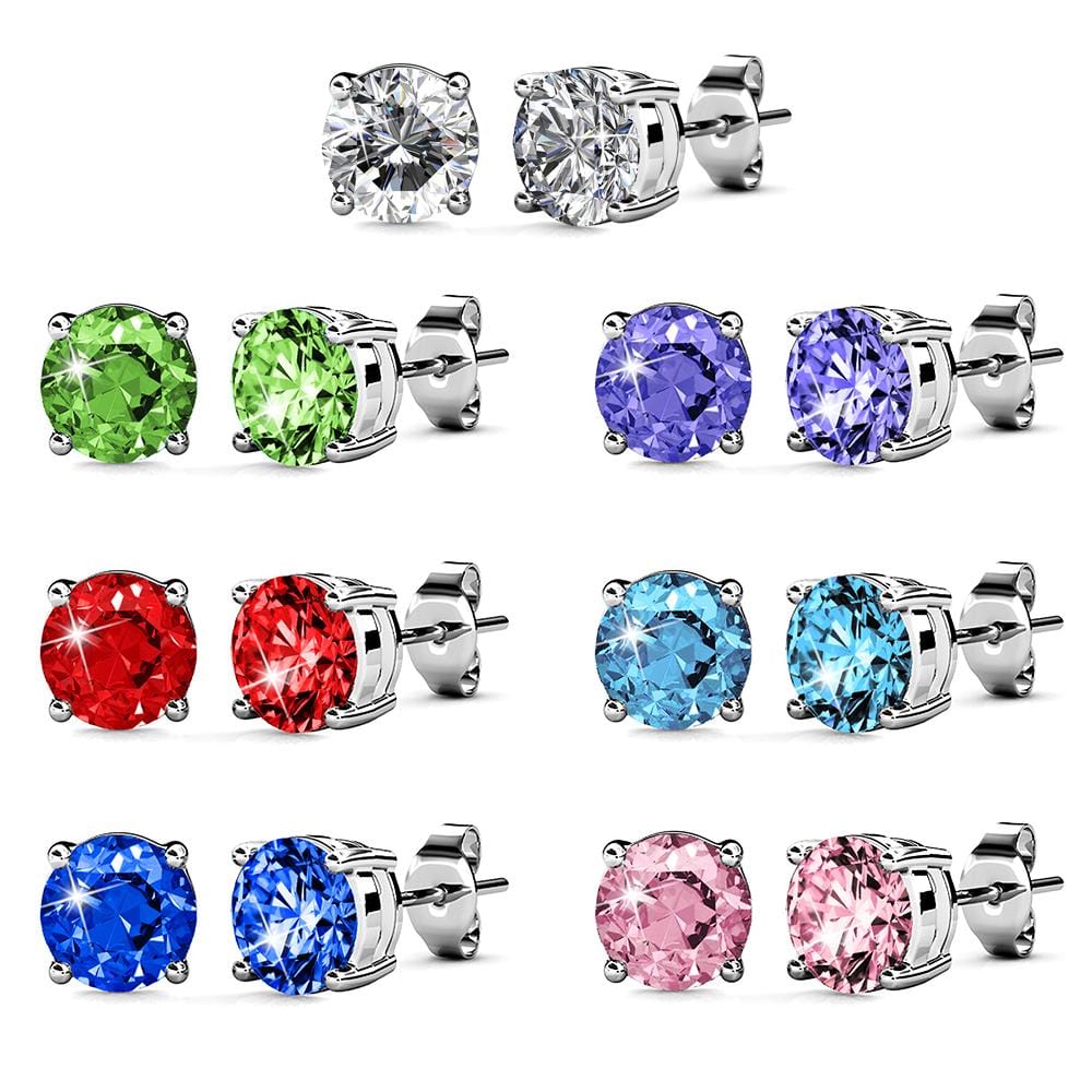 Boxed 7 Day Earrings Set Embellished with Swarovski  crystals