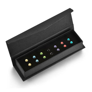 Boxed 7 Days Multicolour Stud Earrings Set Embellished with Swarovski crystals