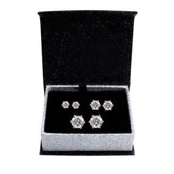 Boxed 3 Pairs Stud Earrings Set Embellished with Swarovski crystals in Rose Gold
