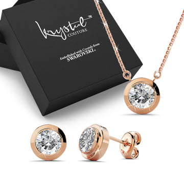 Boxed Rose Mount Champagne Gold Set Embellished with SWAROVSKI® Crystals