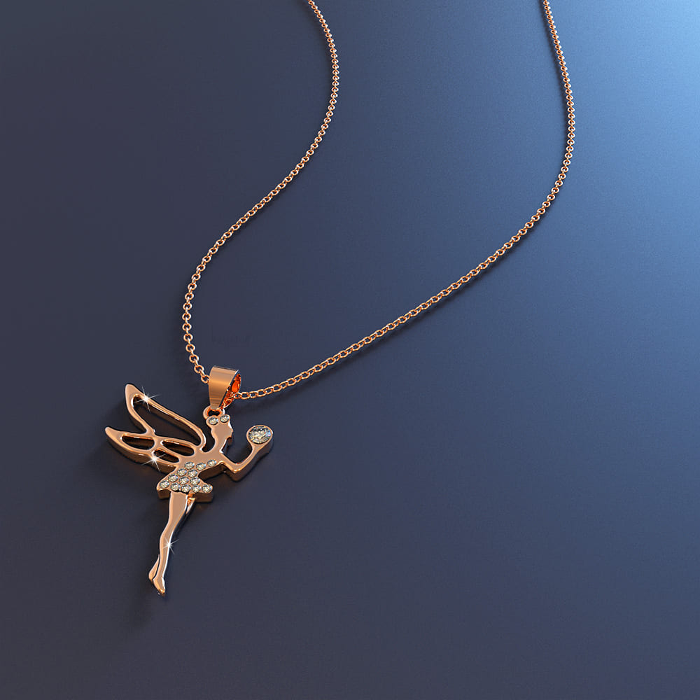 Krystal Couture Tinkerbell Necklace Swarovski crystals Rose Gold