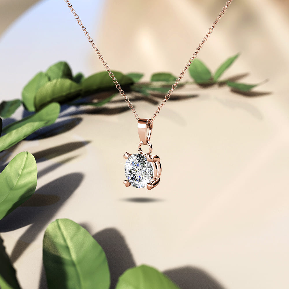 Solitaire Pendant Necklace Embellished with Swarovski crystals
