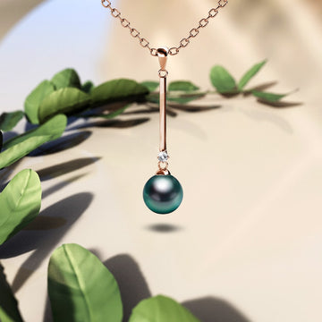 Magnificent Pearl Drop Necklace Embellished with Swarovski® Crystal Iridescent Tahitian Look Pearls