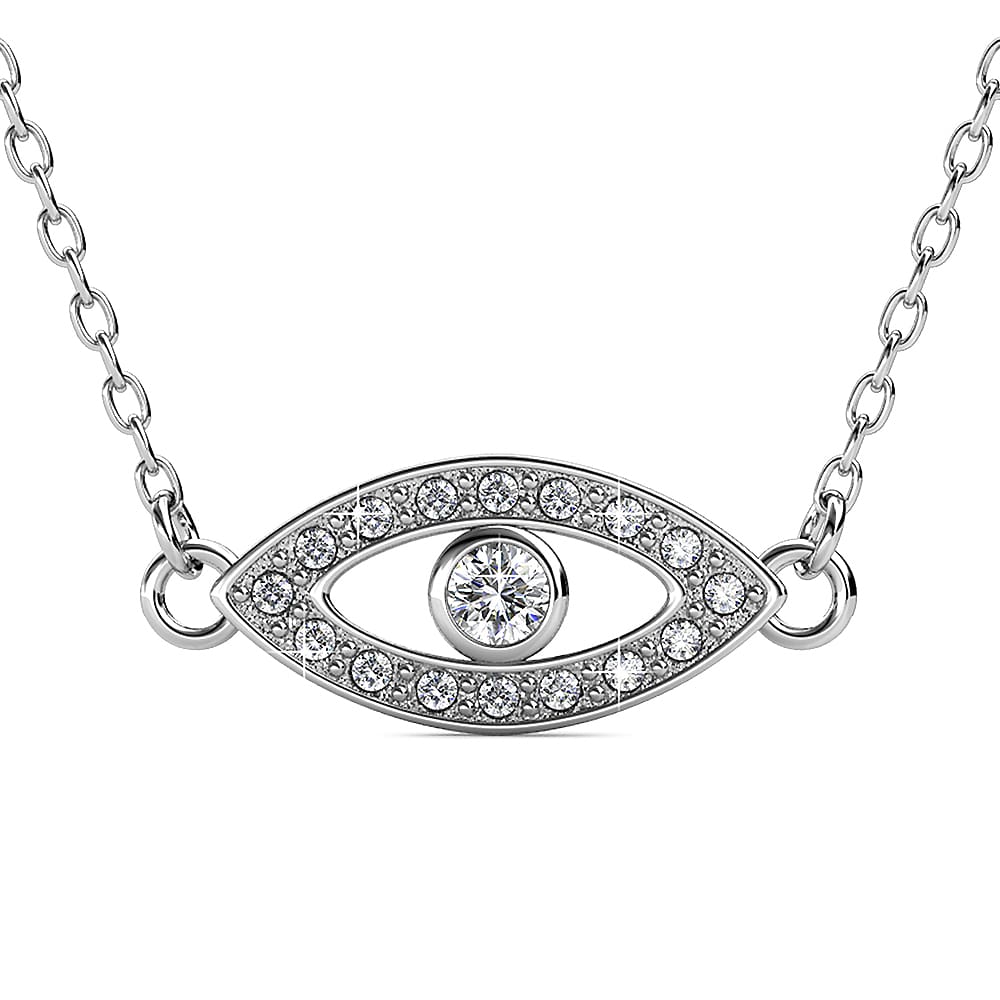 White Gold Eye On You Pendant Necklace Embellished with Crystals from Swarovski®