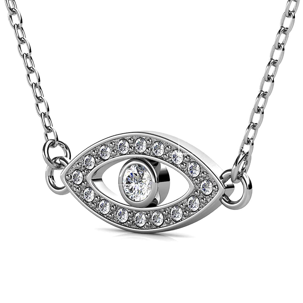 White Gold Eye On You Pendant Necklace Embellished with Crystals from Swarovski®