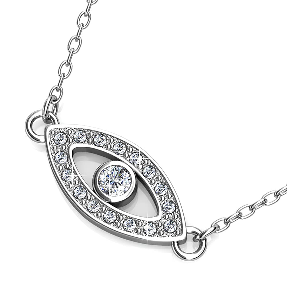 White Gold Eye On You Pendant Necklace Embellished with Crystals from Swarovski®