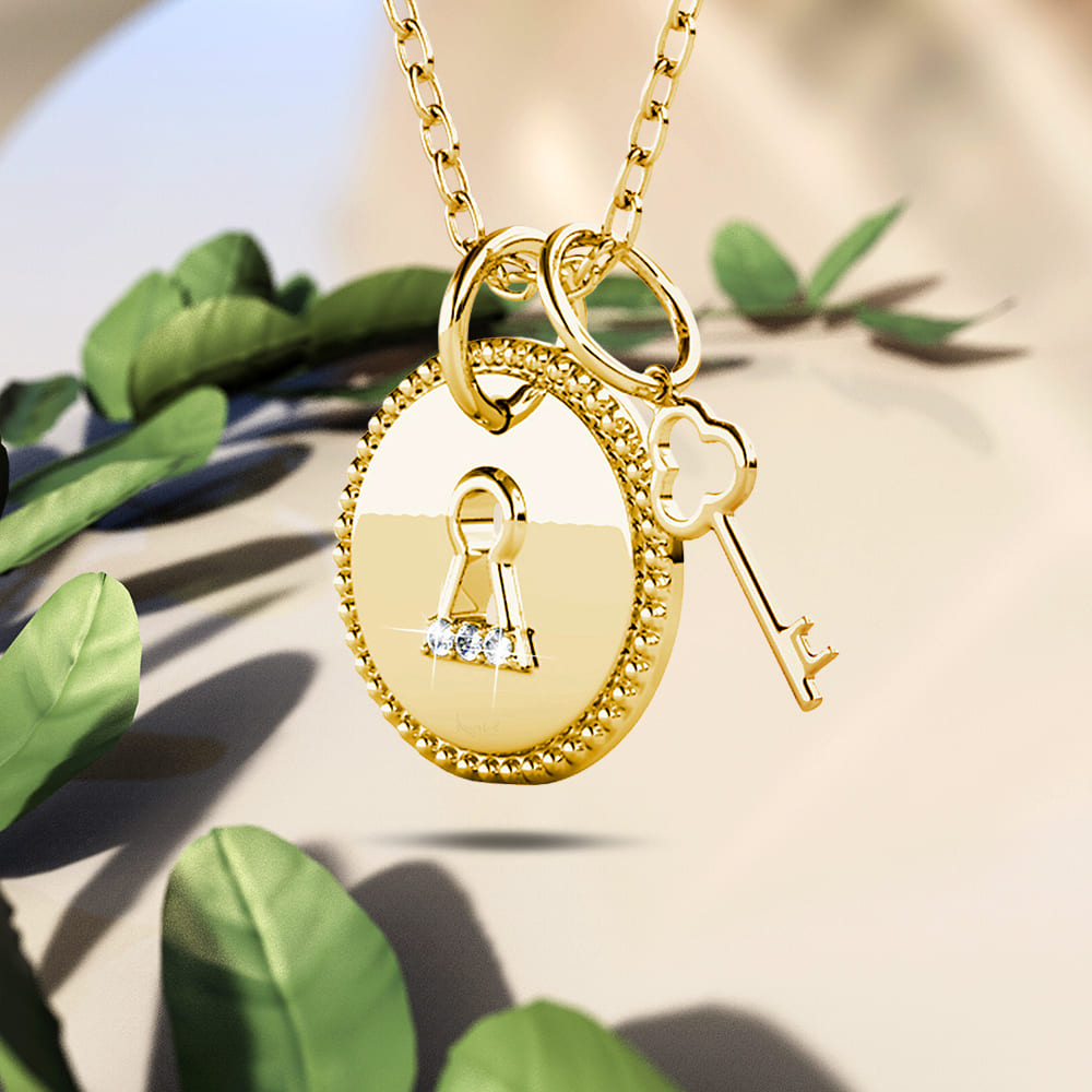 Krystal Couture Gold Pad Swarovski crystals Yellow Gold Necklace