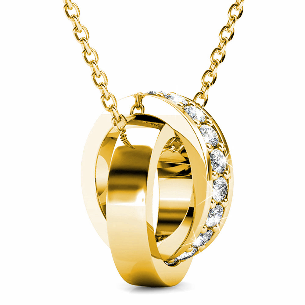 Gold Interlock Ring Pendant Necklace Embellished with Swarovski® Crystals