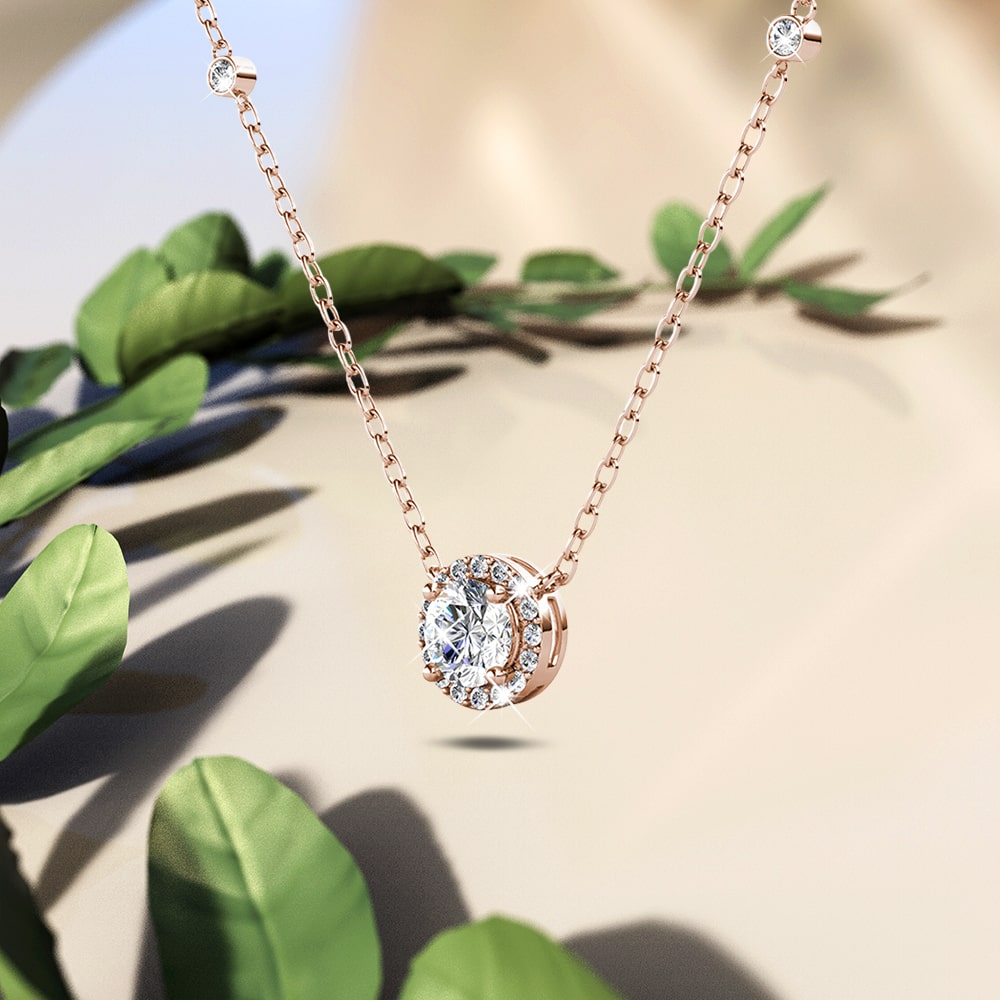 Krystal Couture Sacred Circle Swarovski crystals Rose Gold Necklace