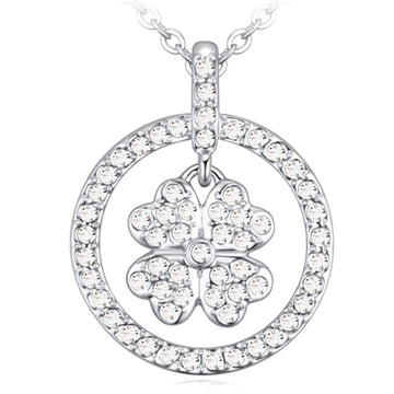 Saturn Clover With Crystal Necklace Embellished with Swarovski® crystals