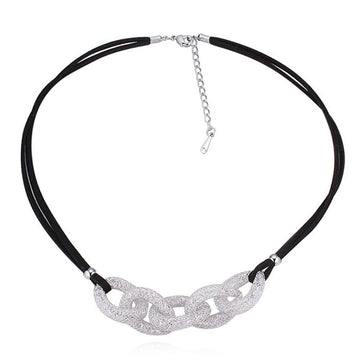 Chain Mesh Short Necklace Embellished with Swarovski® crystals