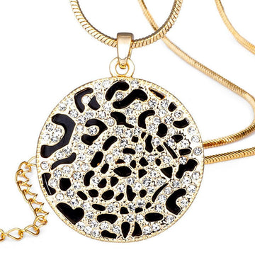 Full Moon Crater Long Necklace Embellished with Swarovski® crystals