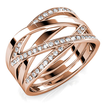 Beatrice Criss Cross Ring Embellished With SWAROVSKI® Crystals