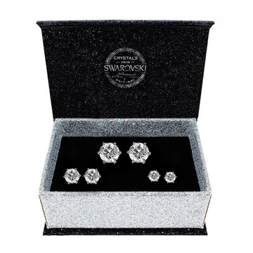 Boxed 3 Pairs Stud Earrings Set Embellished with Swarovski® crystals