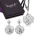 Spring Flower Long Necklace and Earrings Set Embellished with Swarovski crystals - Brilliant Co