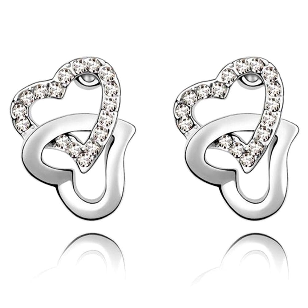 Hearts Entwined Necklace and Earrings Set Clear Embellished with Swarovski crystals - Brilliant Co