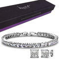 Princess Cut Tennis Bracelet and Earrings Set Embellished with Swarovski crystals - Brilliant Co