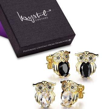 Boxed 2 Pieces Pairsof Owl Earrings Set - Brilliant Co