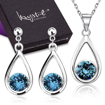 Boxed Morning Dew Necklace And Earrings Set Embellished with Swarovski crystals
