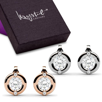 Boxed Millionaire Circle Earrings Set Embellished with Swarovski crystals - Brilliant Co