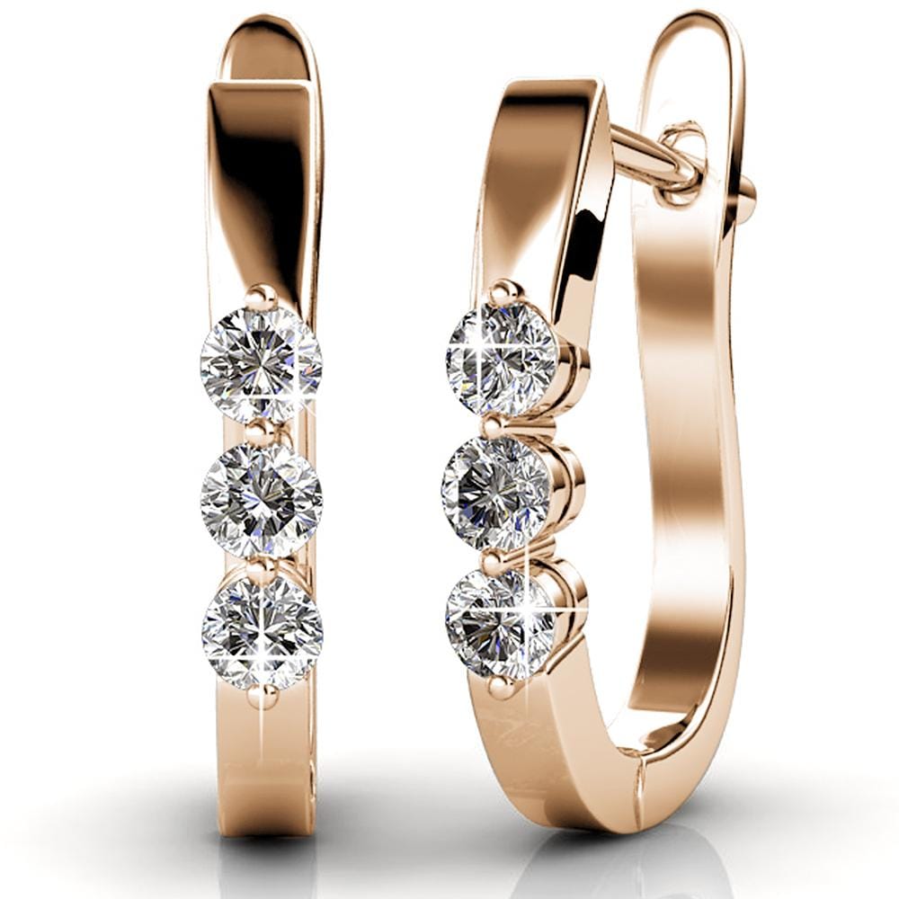 Boxed 2 Pairs Hoop Earrings Set Embellished with Swarovski® crystals - Brilliant Co