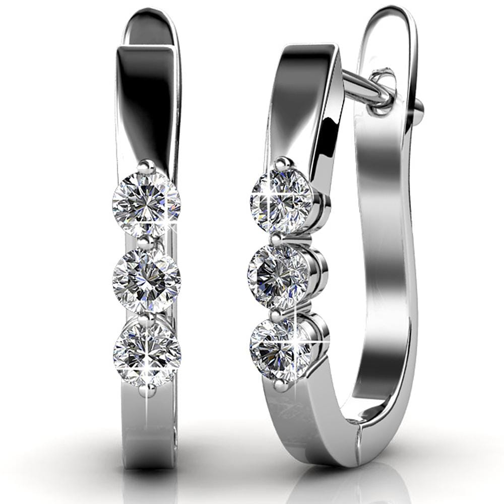 Boxed 2 Pairs Hoop Earrings Set Embellished with Swarovski® crystals - Brilliant Co