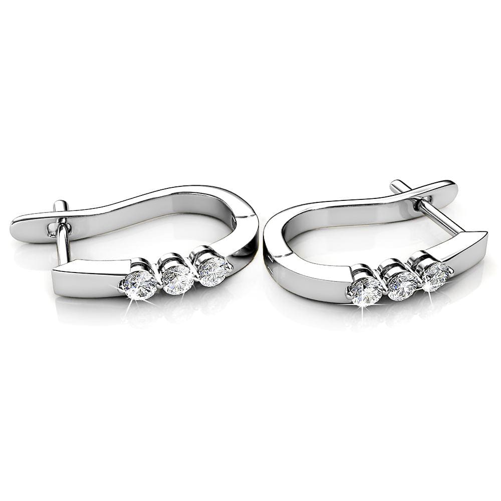 Boxed 2 Pairs Hoop Earrings Set Embellished with Swarovski® crystals - Brilliant Co