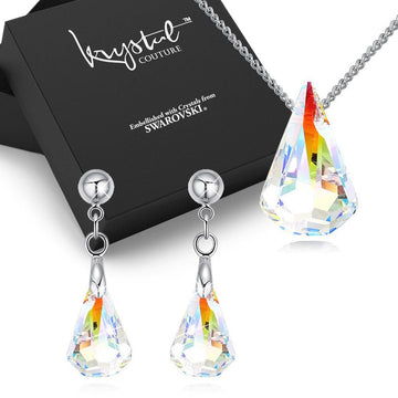 Boxed AB Necklace and Earrings Sets Embellished with Swarovski crystals