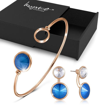 Boxed 2pc Azare Blue Embellished with Swarovski® crystals