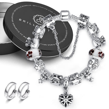 Boxed Pandora Inspired Full Set Beaded Charm Bracelet