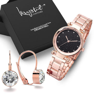 Boxed Gift Set Women�s Geomatic Mineral Glass Watch - Brilliant Co