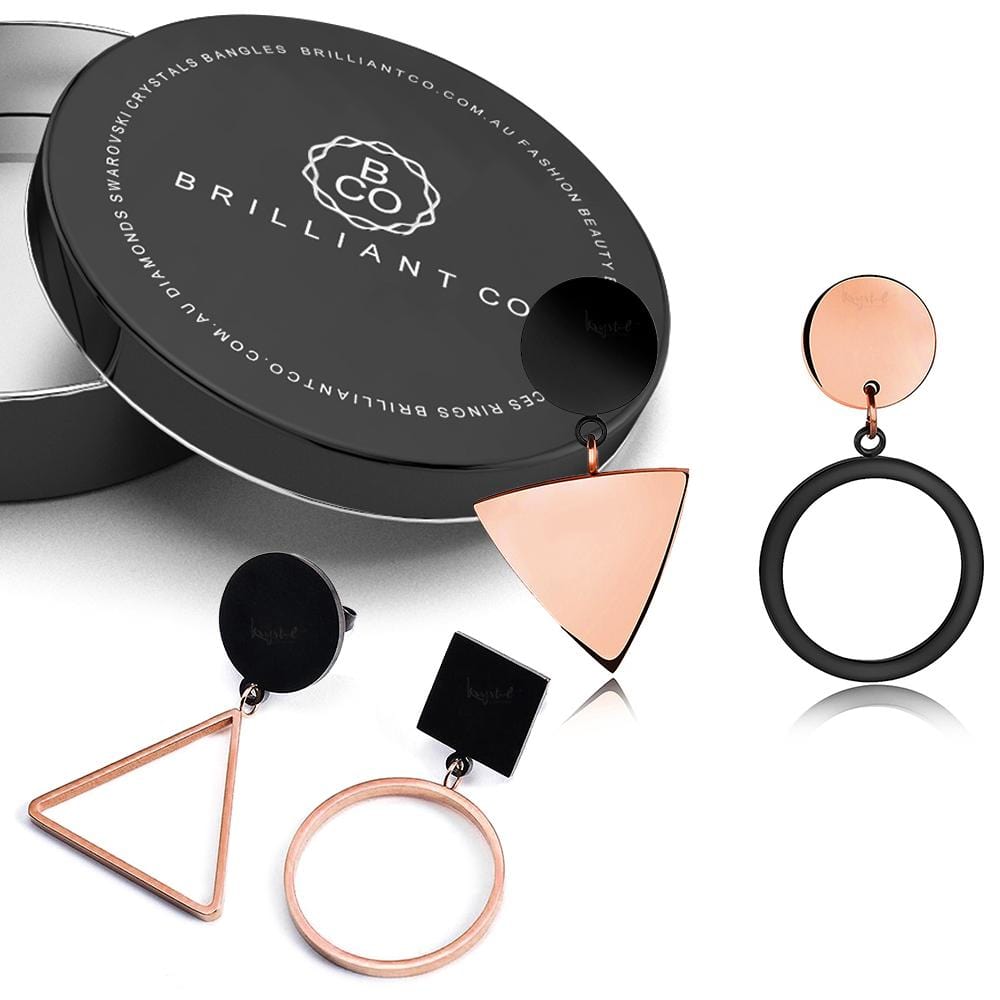 2pc Geometric Shape Dangle Earrings Set - Brilliant Co
